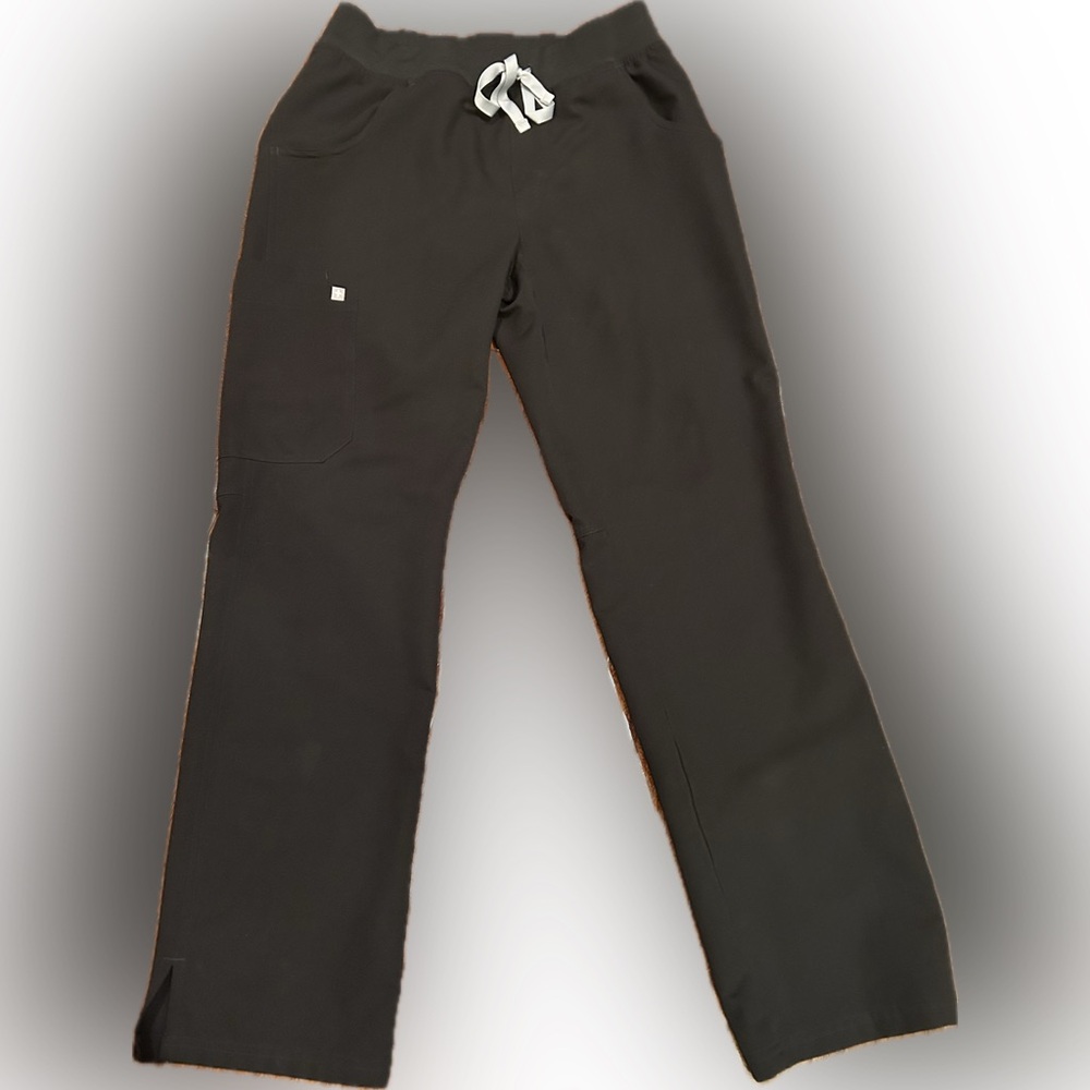 Black soft comfy woman's size small Fig straight-Leg scrub Pants side pockets